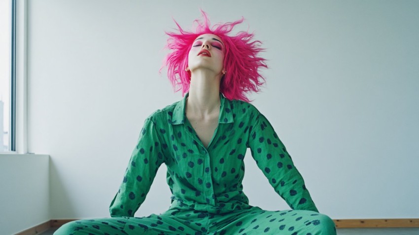 Punk Woman in Minimalist Japanese Studio Setting