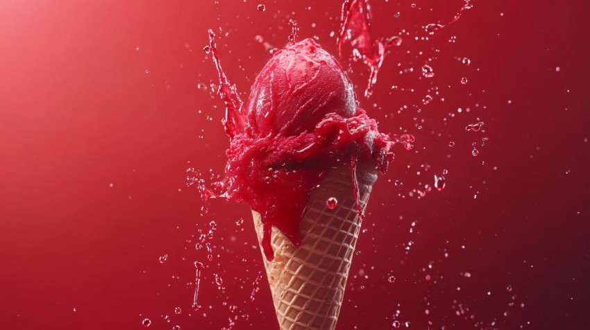 Red Ice Cream Cone Against Vodafone Red Background