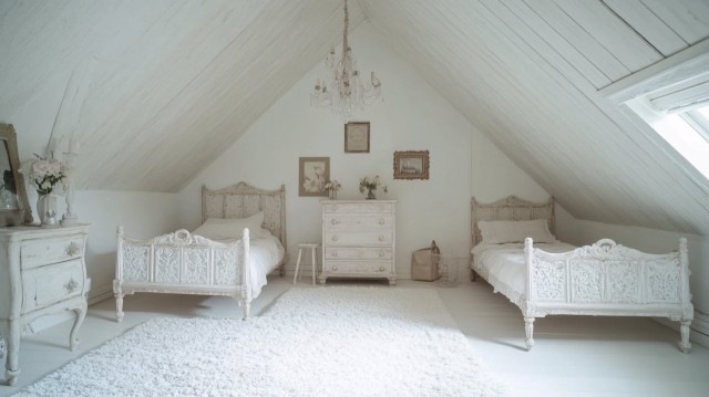 Shared Bedroom for Three Sisters with Vintage Furniture