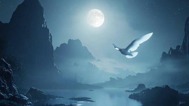 Chinese Loong Flying Towards Camera in Night Scene