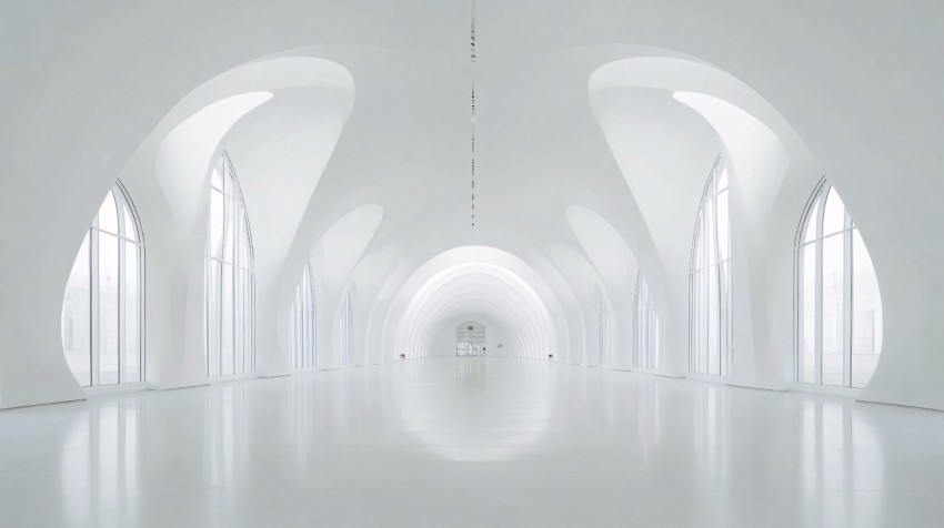 Futuristic Minimalist White Abstract Architectural Space