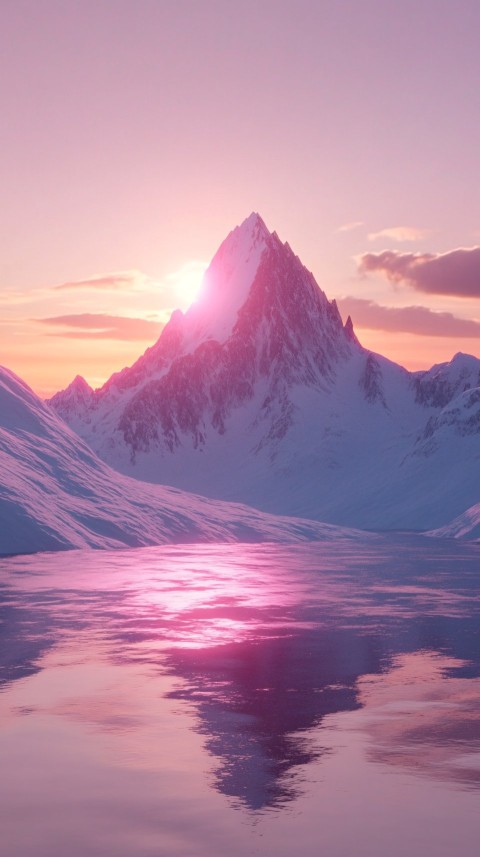 Holographic Mountains with a Stunning Sunset