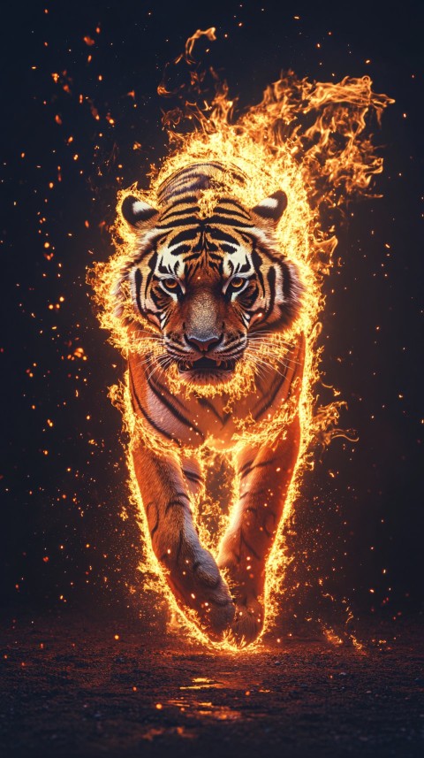 Ethereal Fire Tiger in Motion