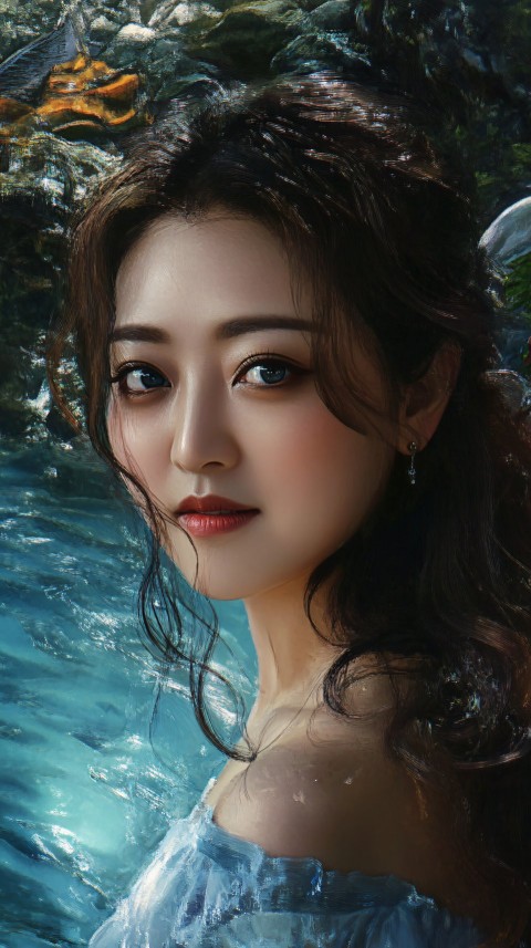Beautiful Girl in Cinematic Fantasy Landscape Painting