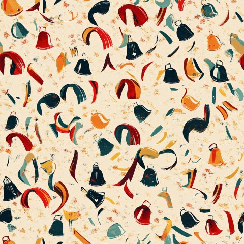 Vibrant Christmas Bells and Ribbons Pattern