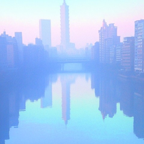 Taipei River Scenic Landscape with City and Nature