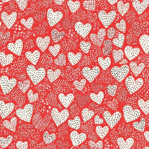 Hand-Drawn Heart Pattern for Valentine's Day