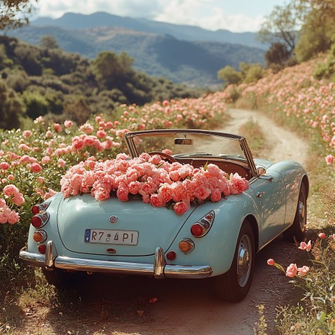 Convertible Overflowing with Peonies on Provence Road