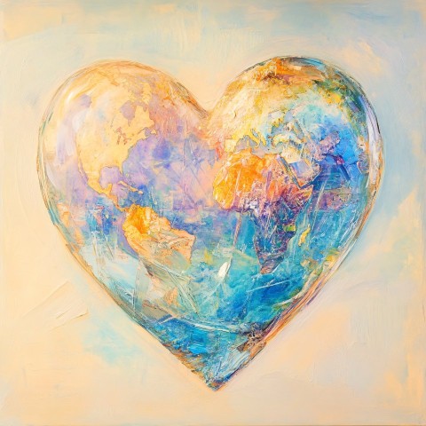 Crystal Heart Earth with Soft Glowing Colors